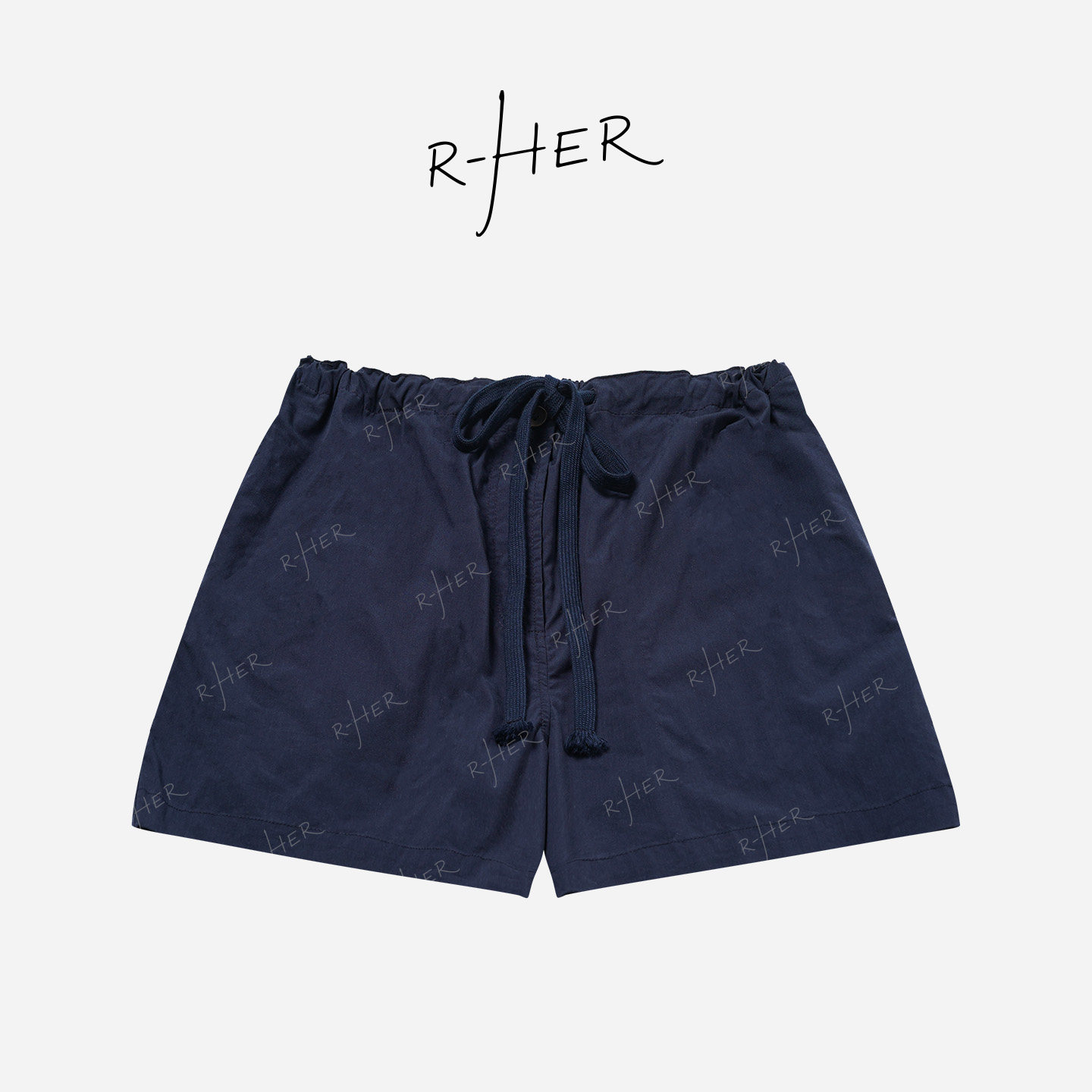 RHER STUDIO“深海谧色”夏季新款高腰显瘦宽松复古做旧短裤K6015