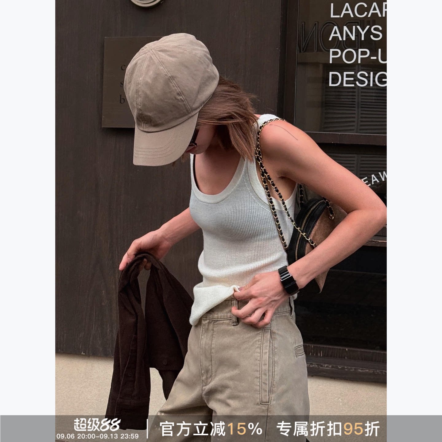 RHER STUDIO 显瘦无袖内搭休闲舒适百搭女士吊带背心D7113