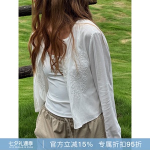 RHER STUDIO“草木绣开衫”刺绣设计感慵懒百搭圆领长袖衬衫SYY24