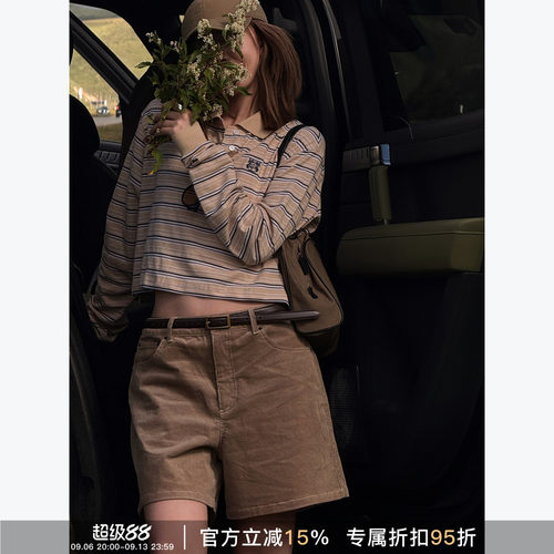 RHER STUDIO 复古显瘦百搭宽松阔腿休闲短裤K6233