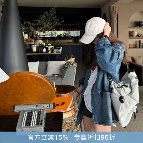 R-HER蓝褐漫纹早春牛仔外套