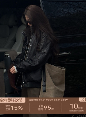 R-HER“旷野凛风”绵羊皮冬季翻领时尚夹克皮衣Y5106