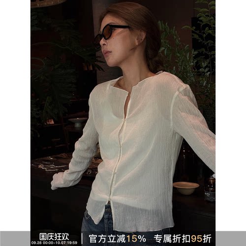 RHERSTUDIO手工拉褶100棉开衫