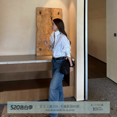 R-HER【垂洗牛仔】于Moli 宽松显瘦水洗时尚百搭女直筒垂感牛仔裤