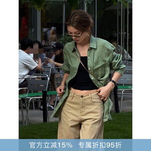 RHER STUDIO“牛油果绿衬衫”春夏慵懒宽松显瘦老钱风亚麻衬衫C26