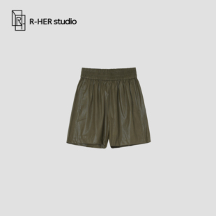 R-HER裤子休闲风五分裤短裤ins网红松紧腰舒适薄款阔腿裤K377K