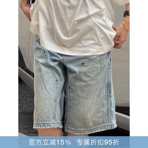 RHER STUDIO“漫夏蓝”女士复古夏季宽松百搭水洗牛仔短裤K8068