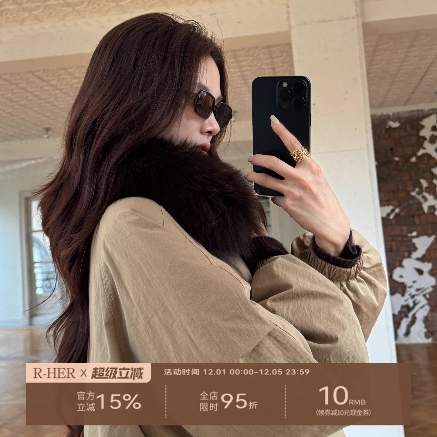 R-HER【巴恩棉服】于Moli 巴恩风派克棉服复古加厚90鹅绒服外套女