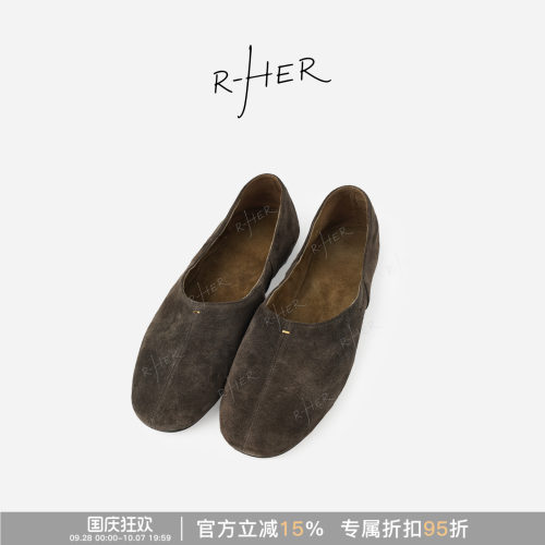 RHER STUDIO“法式芭蕾”复古风休闲百搭平底圆头一脚蹬单鞋A0009