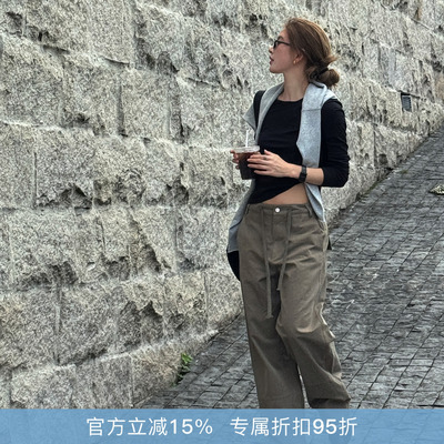 “伴行山野”春夏中腰设计款百搭气质舒适时尚纯色休闲裤K042B