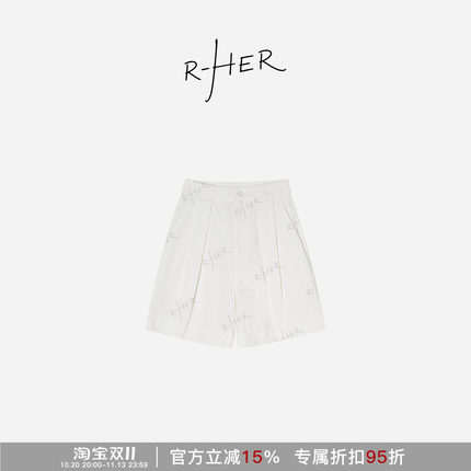 R-HER“老钱短裤”夏季老钱风宽松显瘦高腰阔腿百搭短裤KDK