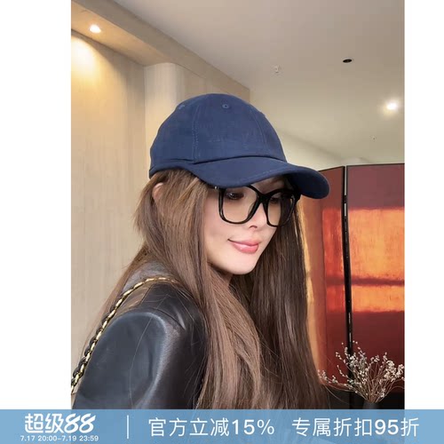 R-HER“日式设计”纯色透气亚麻牛皮经典休闲复古防晒棒球帽O7122
