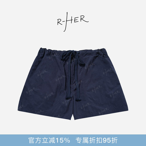 RHER STUDIO“深海谧色”夏季新款高腰显瘦宽松复古做旧短裤K6015
