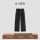 HER 复古皮裤 高腰宽松直筒复古皮裤 阔腿拖地裤 RK25102014