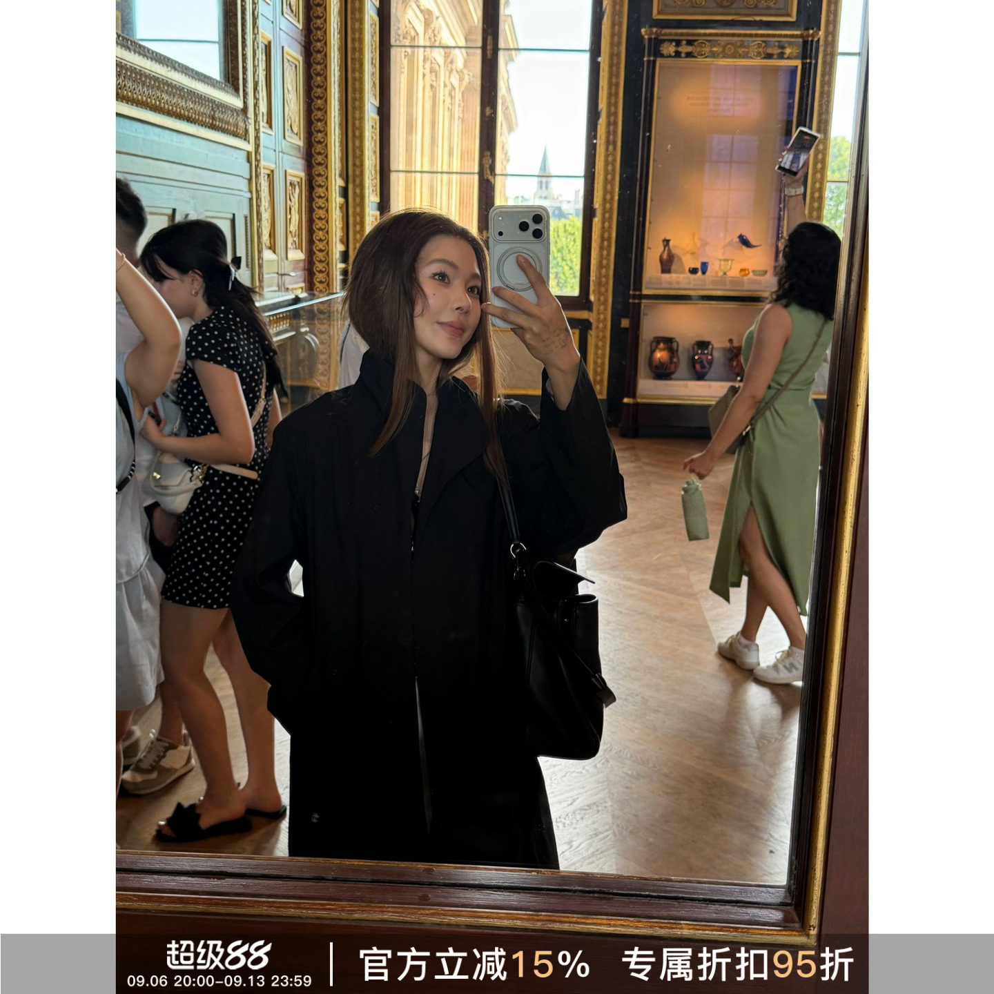 韩系立领收腰显瘦中长款风衣