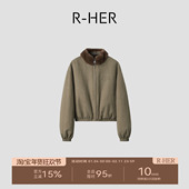 皮毛高端外套RC25100314 立领复古港风短款 HER 气质派克