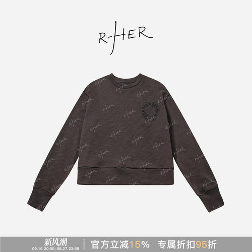 RHER STUDIO 秋季新款圆领刺绣休闲百搭宽松显瘦女卫衣E75ZC