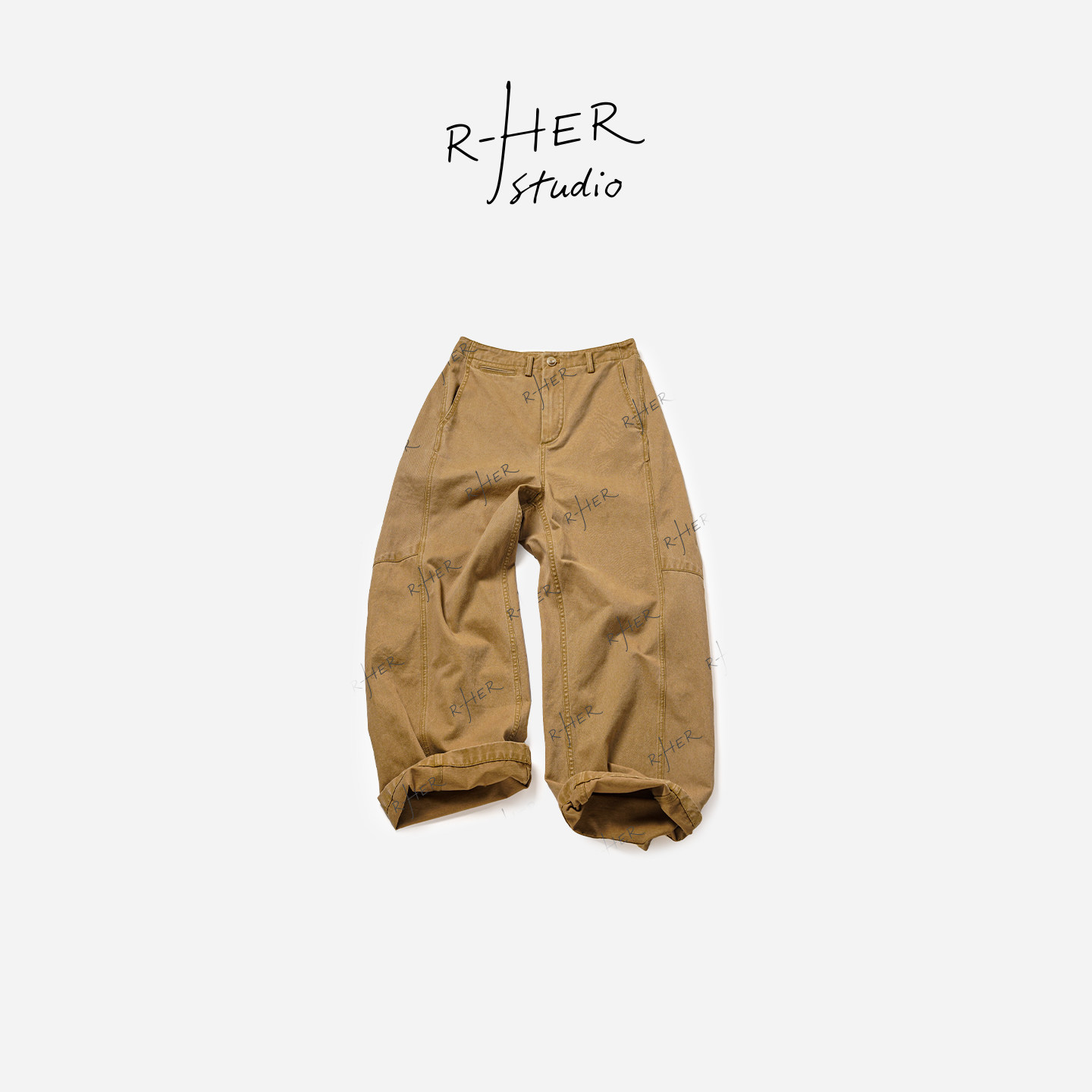 RHER STUDIO “麦田”复古工装裤女宽松显瘦百搭直筒休闲长裤K048