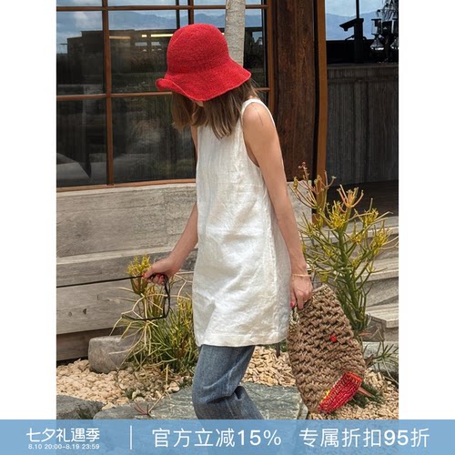 RHER STUDIO“汀兰吊带裙”夏季极简风U领无袖显瘦气质连衣裙Q602