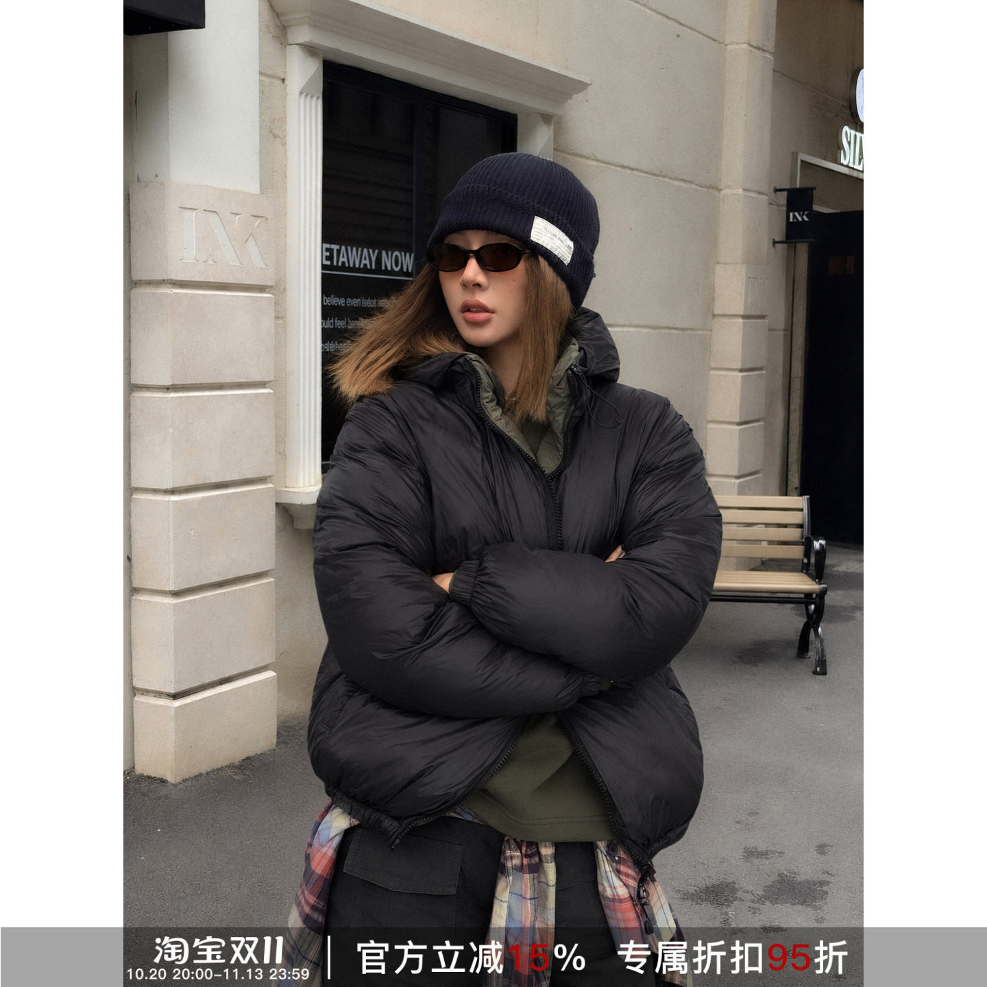 RHER冬季轻盈连帽保暖羽绒服