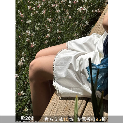 夏季花边高腰显瘦宽松短裤