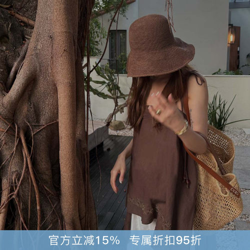 R-HER“珊瑚可可”夏季洋气通勤百搭设计师气质时尚休闲吊带D002C