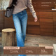HER 简序蓝裤 宽松做旧百搭高腰复古休闲时尚 阔腿牛仔裤 K3002