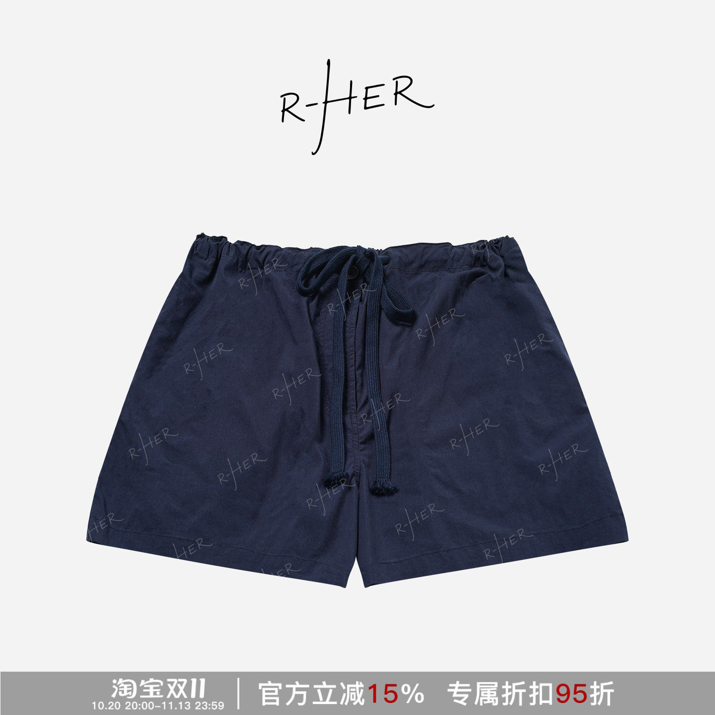 RHER STUDIO“深海谧色”夏季新款高腰显瘦宽松复古做旧短裤K6015