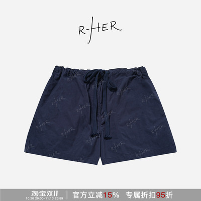 夏季高腰显瘦宽松复古做旧短裤