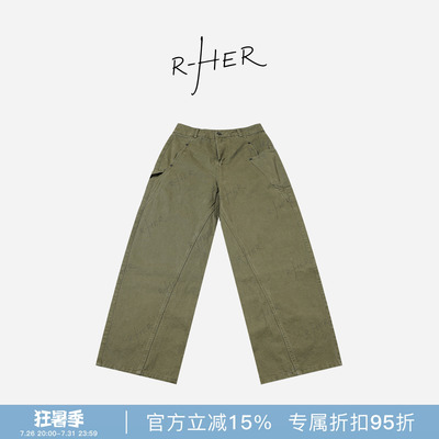 RHER STUDIO“口袋工装”夏季新款百搭显瘦宽松阔腿休闲工装裤K63