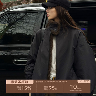 R-HER“水墨青华”三防90白鹅绒户外保暖休闲连帽立领时尚上衣Y65