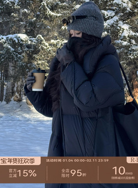 R-HER“旅行记忆”90白鹅绒纯色长款休闲时尚泡芙羽绒服RW5NC8607