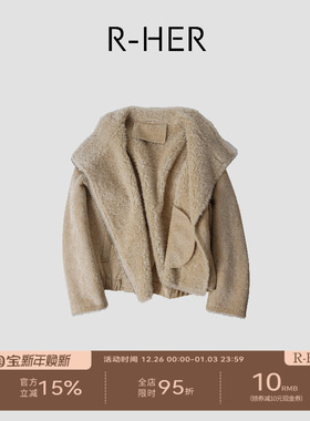 R-HER“燕麦雾林”绵羊毛保暖斜拉链立领慵懒感软糯外套RP5NCZZ71