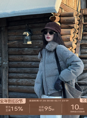 R-HER【毛领暖绒】于Moli 秋冬时尚百搭保暖长袖95白鹅绒外套女