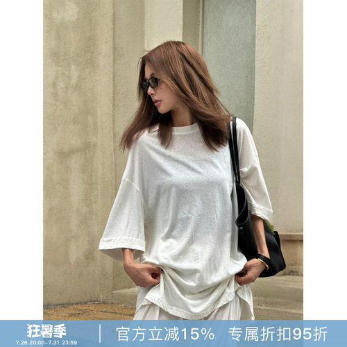 RHER STUDIO“慵懒T恤”夏季新款宽松圆领百搭显瘦短袖上衣TYY01
