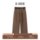 女高腰垂感直筒气质宽松小个子阔腿裤 夏季 新款 HER 纯棉水洗