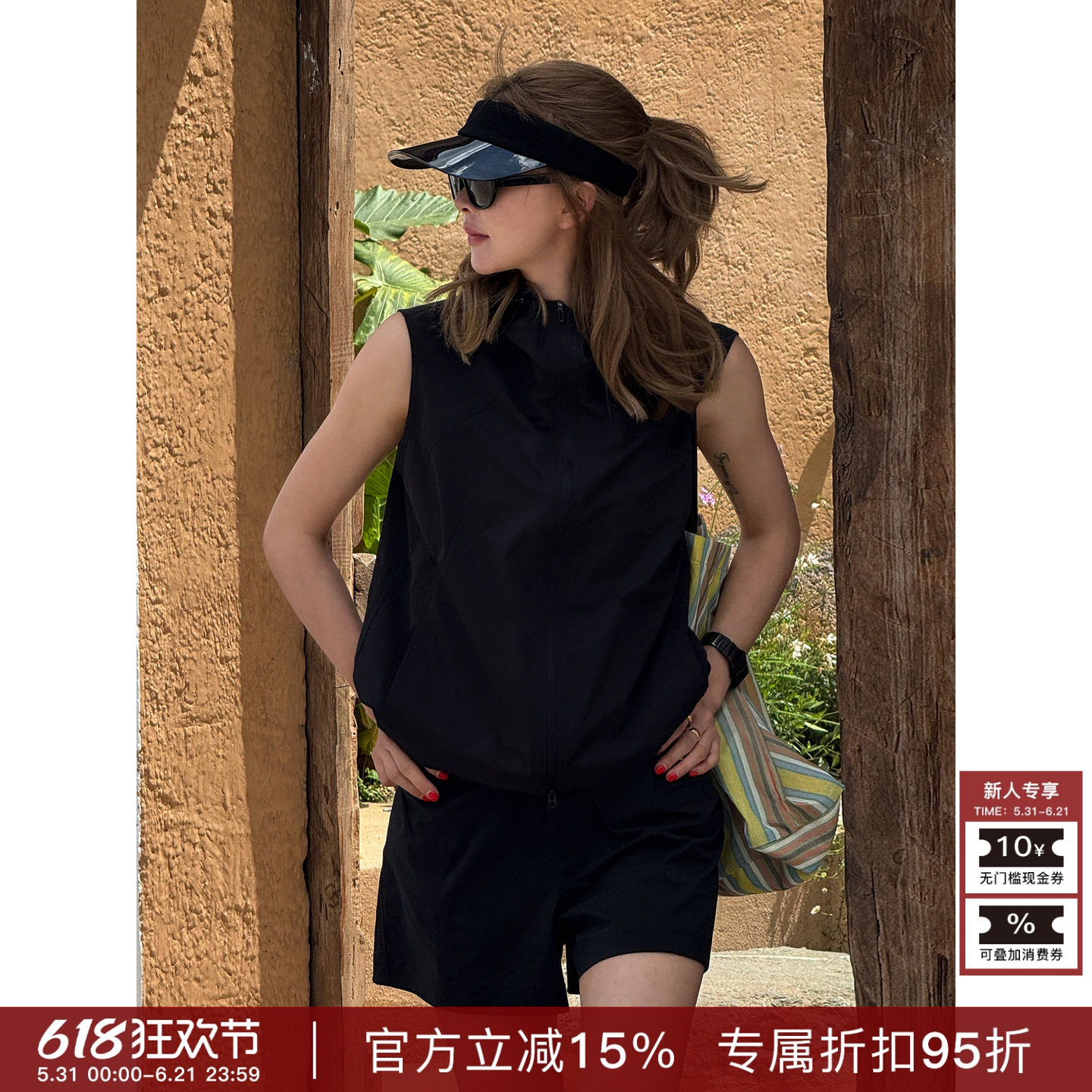 RHER STUDIO“山系马甲”春夏美式复古连帽轻薄百搭防晒外套V6018