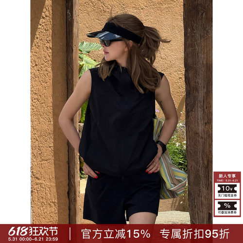 RHER STUDIO“山系马甲”春夏美式复古连帽轻薄百搭防晒外套V6018