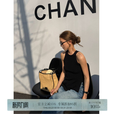 RHER STUDIO“开衩背心”夏季宽松慵懒风时尚休闲圆领背心D0017