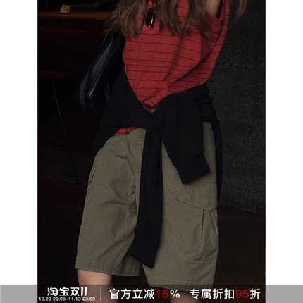 RHER STUDIO“工装军绿”夏季户外多袋工装短裤宽松透气阔腿裤K27