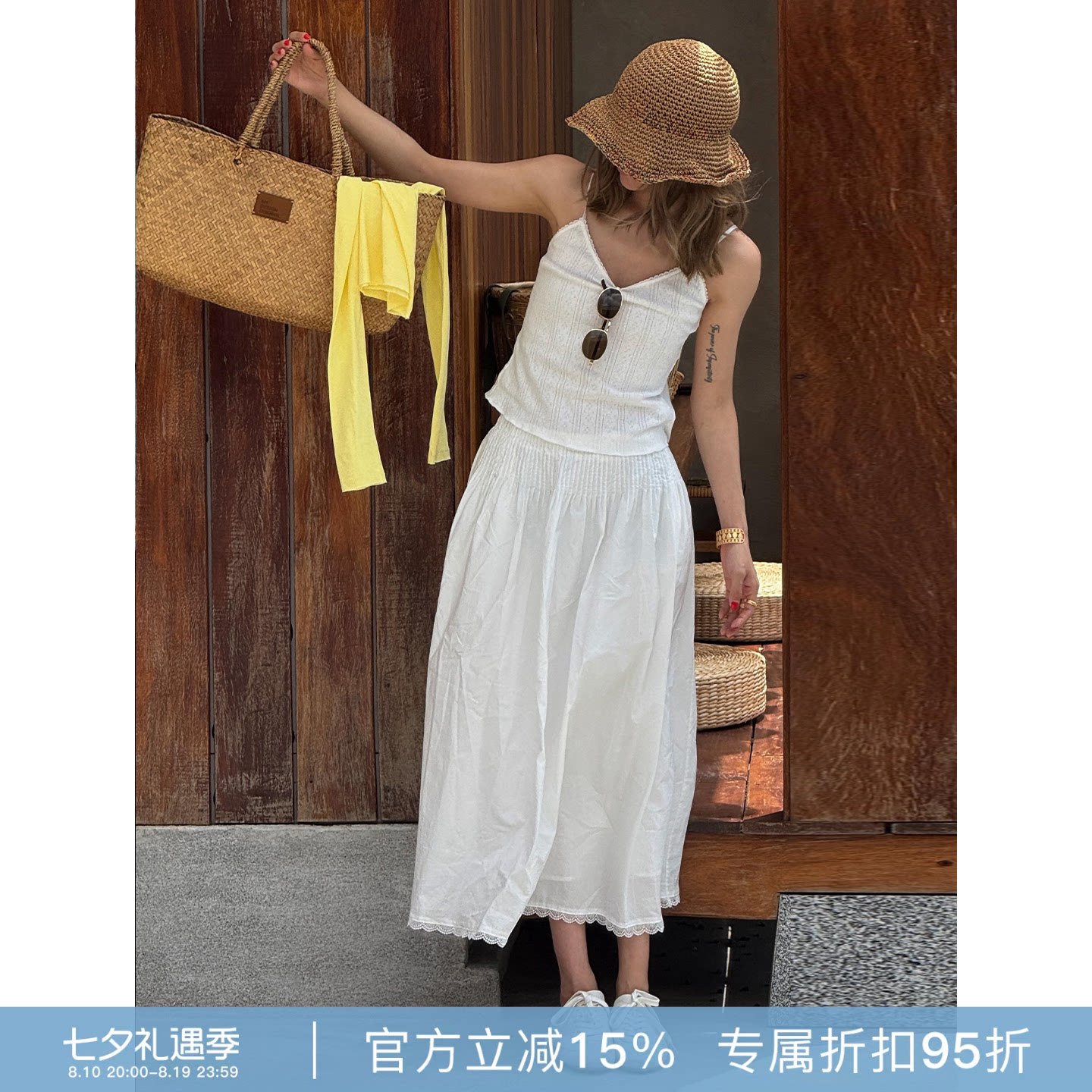 RHER STUDIO“灵动花边”夏季新款设计感小众休闲百搭半身短裙QFF