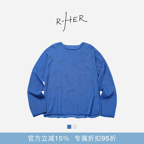 RHER STUDIO“卷边圆领“宽松微透气质时尚纯色宽松罩衫长袖SM2DY