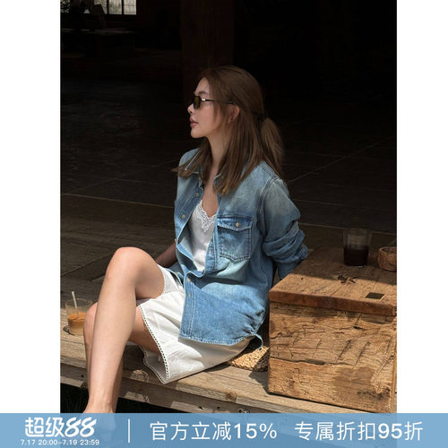 RHER STUDIO“尼斯水洗蓝”春夏新款慵懒宽松百搭显瘦牛仔外套WB0