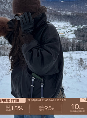 R-HER“草原漫记”复古绵羊皮皮衣女短款羊毛宽松飞行夹克RP5NC10