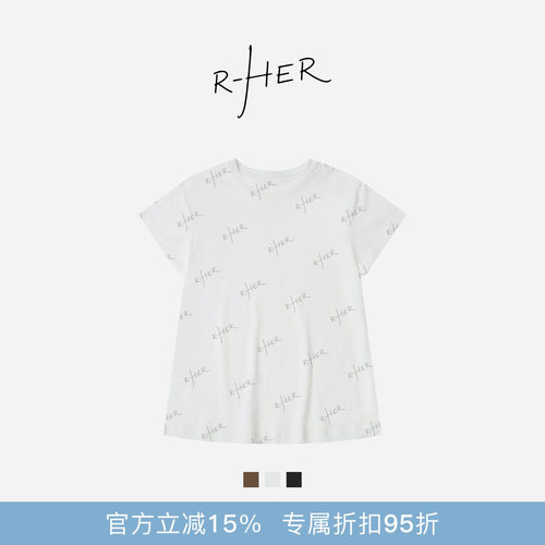 RHER STUDIO“匹马棉短袖”夏季圆领简约风休闲百搭显瘦短袖TT125