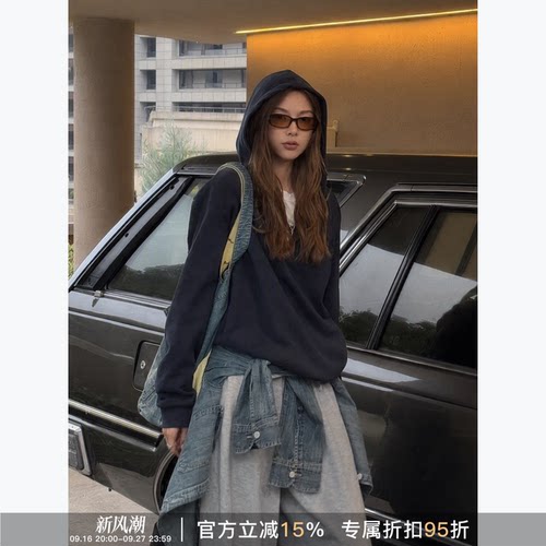 RHER STUDIO 休闲时尚百搭潮流舒适显瘦连帽卫衣女T6221