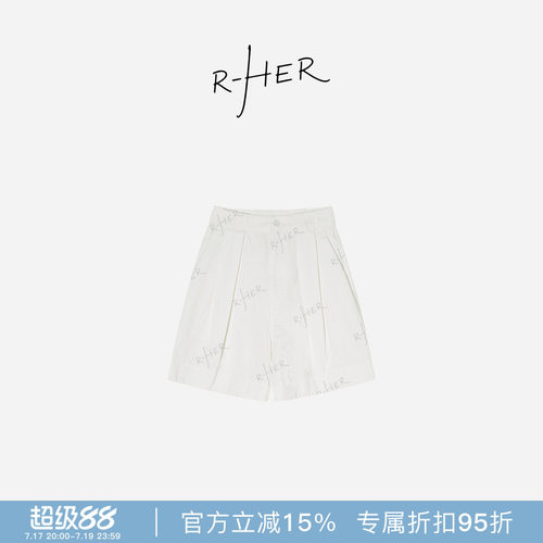R-HER“老钱短裤”夏季老钱风宽松显瘦高腰阔腿百搭短裤KDK
