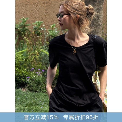RHER STUDIO“垂感短袖”夏季新款百搭宽松简约显瘦短袖上衣T2076