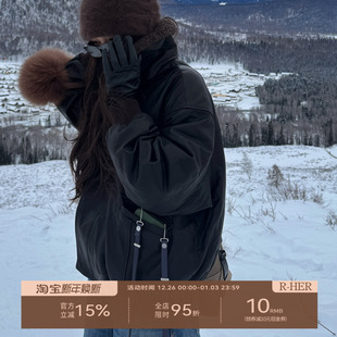 复古绵羊皮皮衣女短款 草原漫记 羊毛宽松飞行夹克RP5NC10 HER