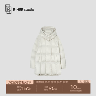 R-HER“云间写诗”95白鹅绒加厚显瘦时尚保暖气质百搭羽绒服Y7299